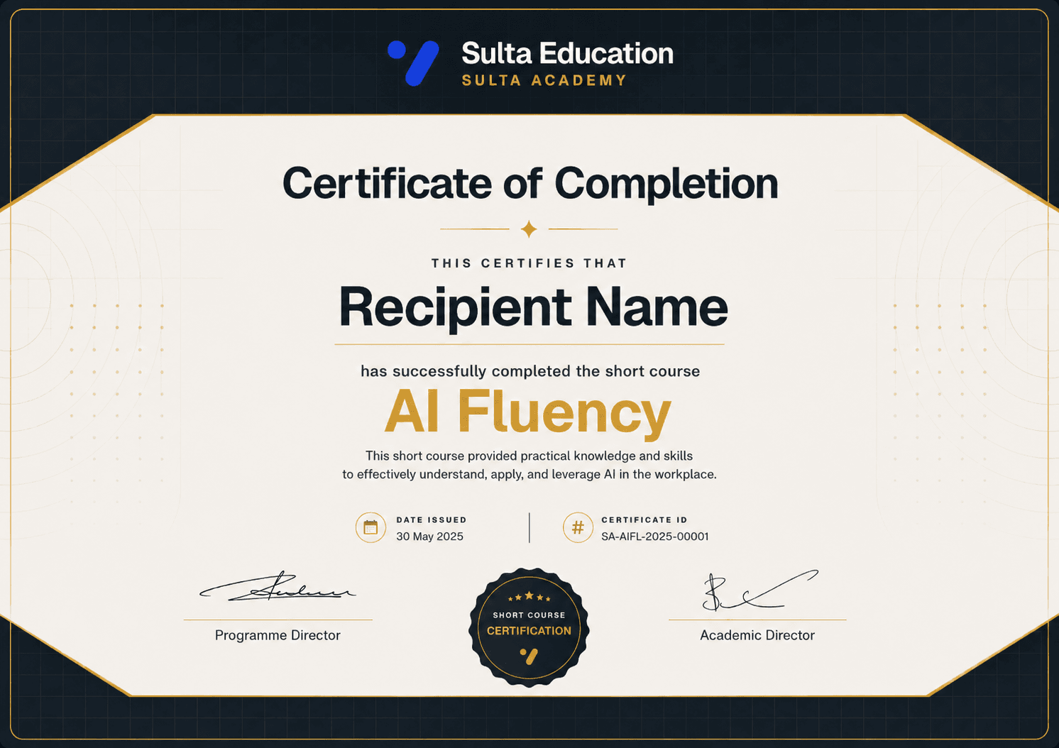 AI Fluency certificate of completion